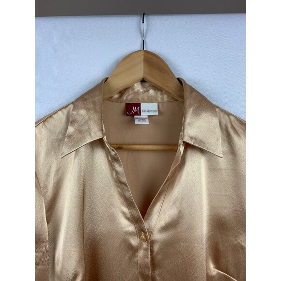JM Collection Womens Satin Blouse Size 8 Gold - Picture 4 of 6